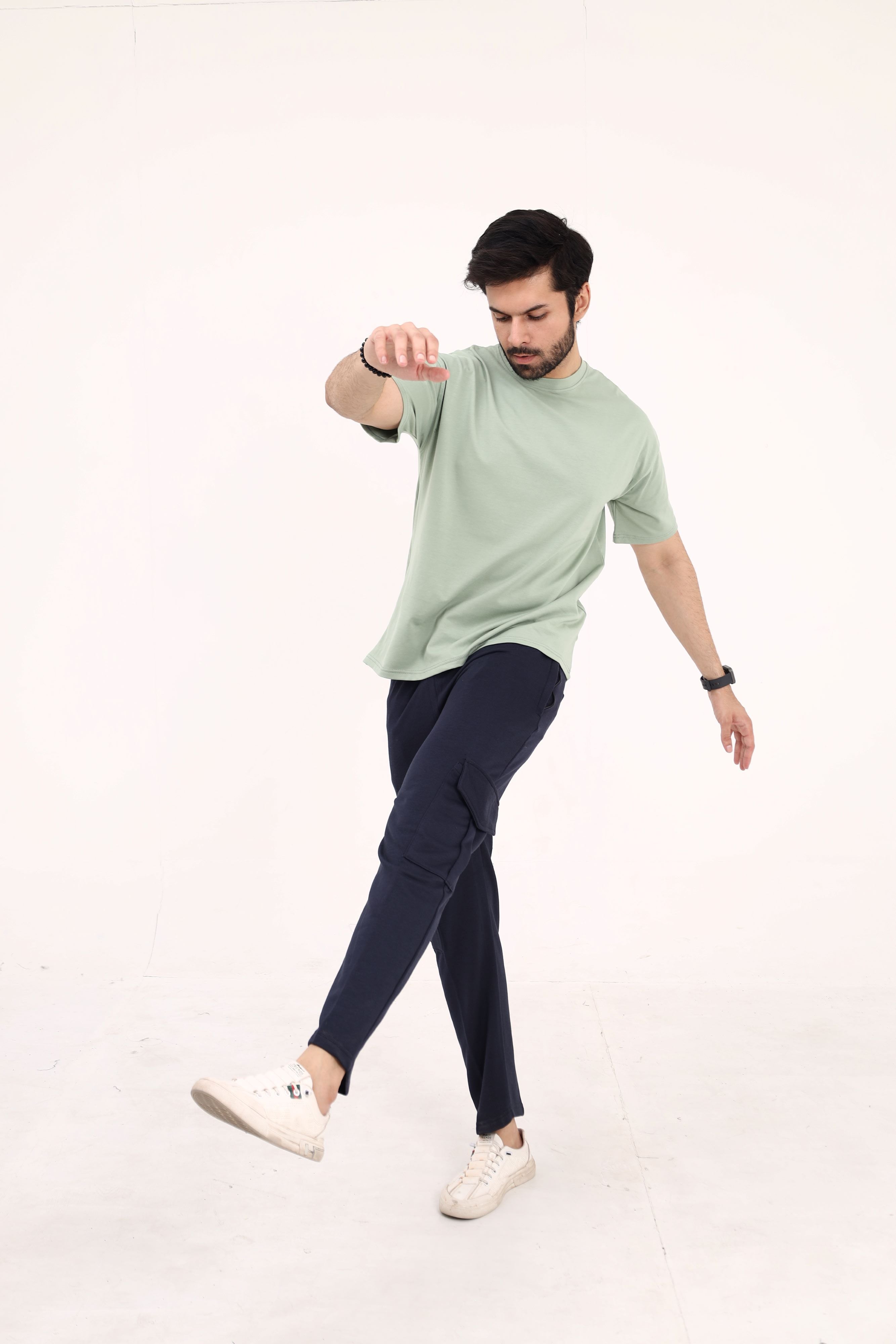 Navy Cotton Terry Cargo Trouser