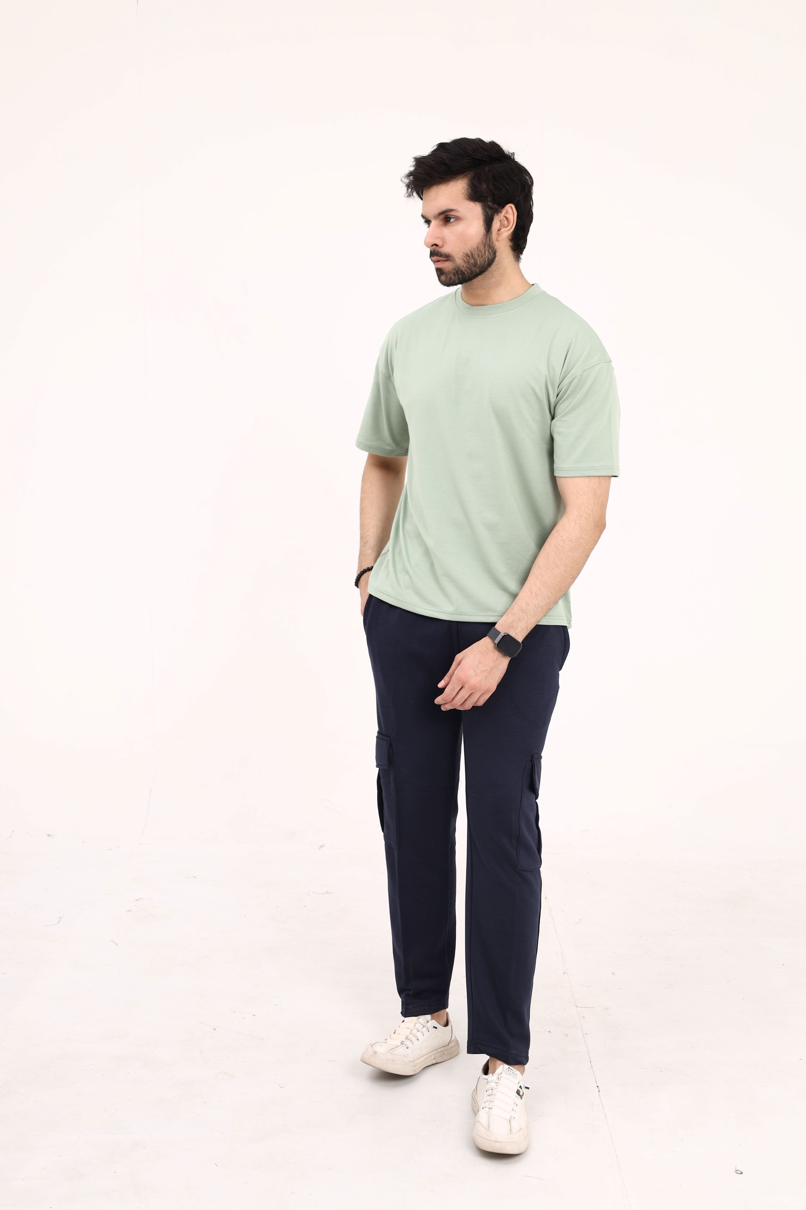 Navy Cotton Terry Cargo Trouser
