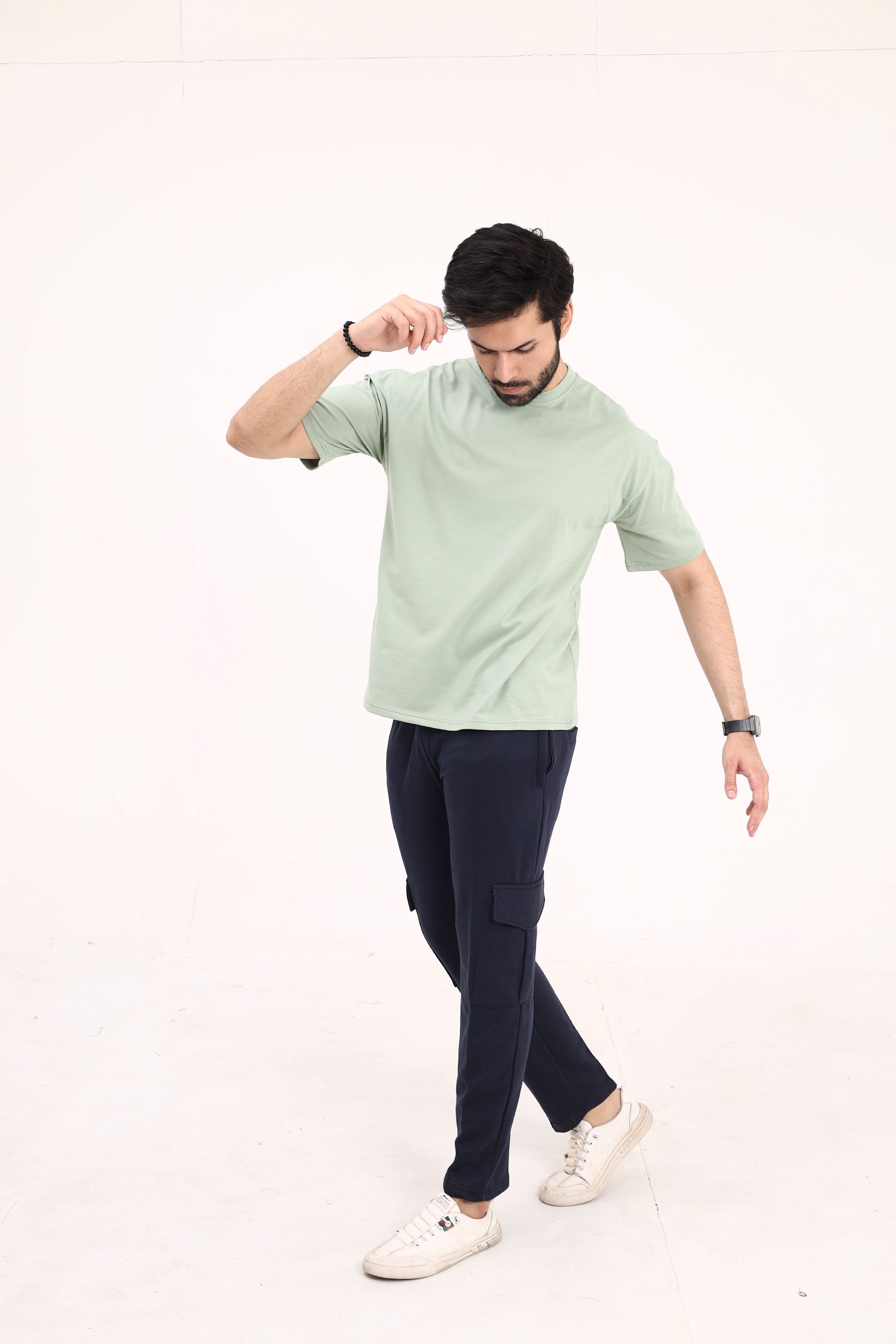 Navy Cotton Terry Cargo Trouser