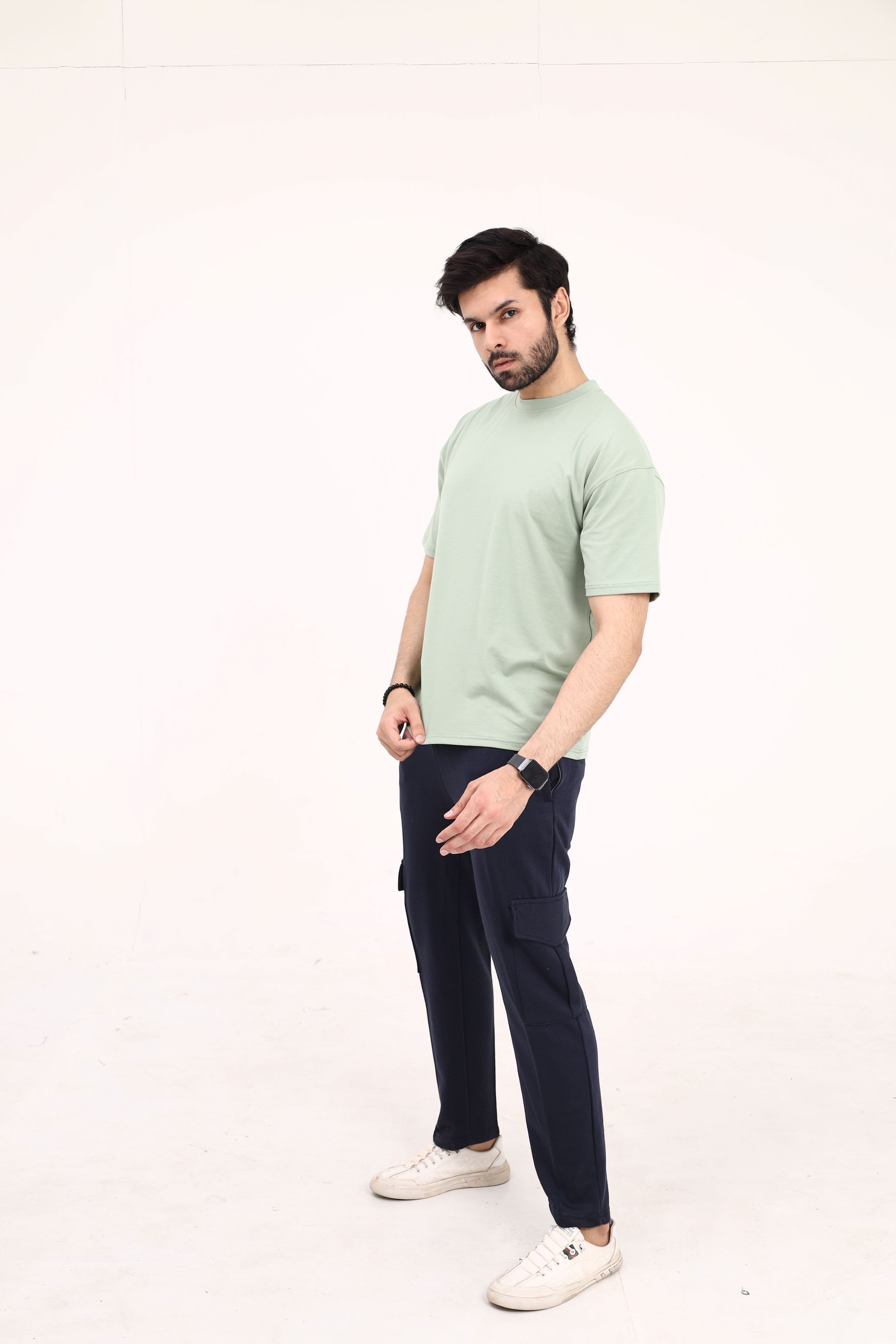 Navy Cotton Terry Cargo Trouser