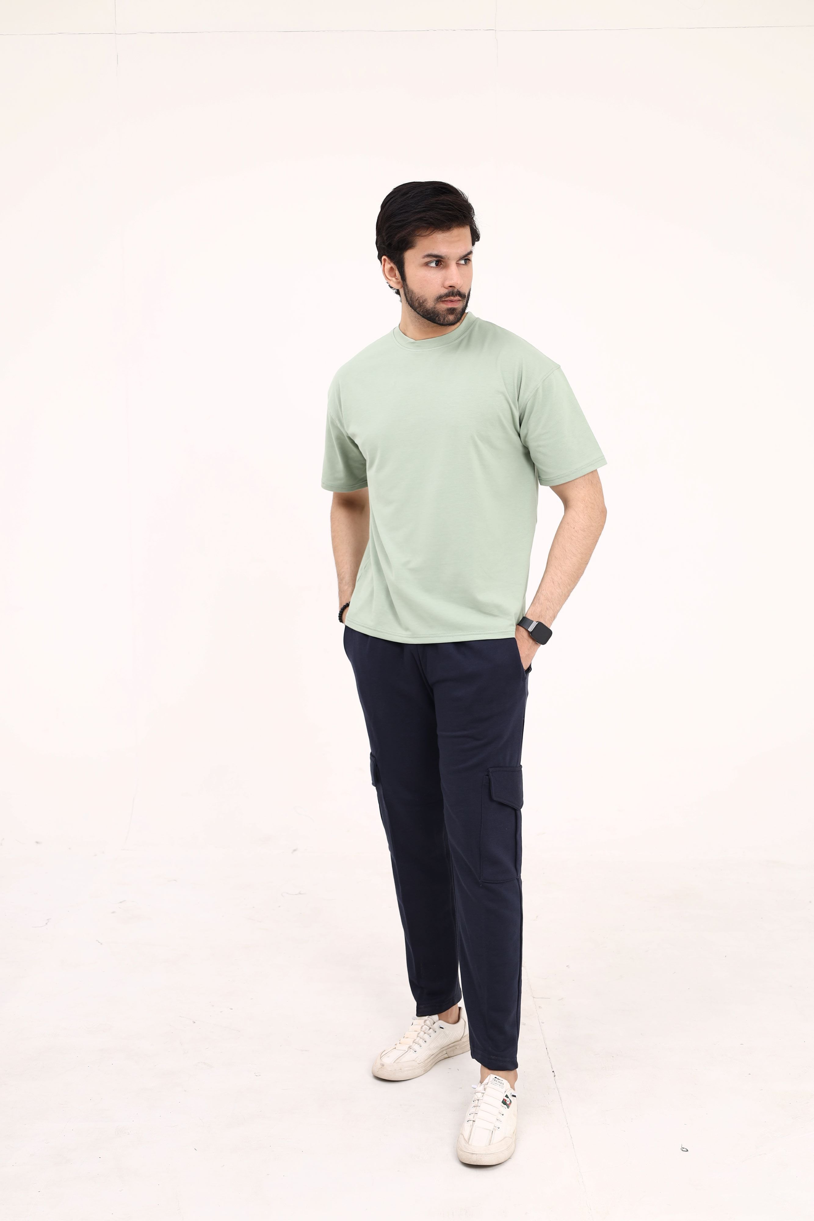 Navy Cotton Terry Cargo Trouser