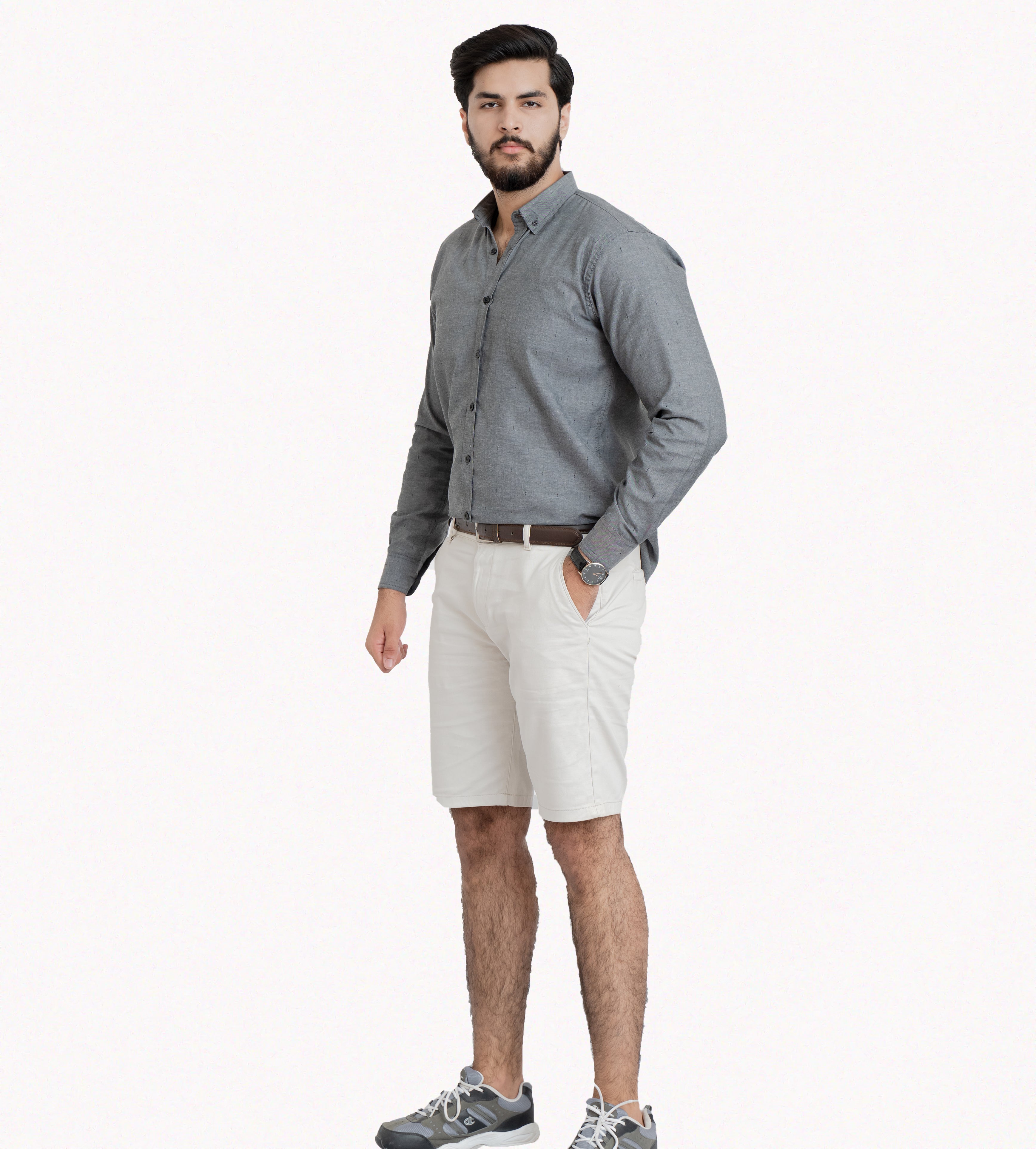 Grey Plain Button Down