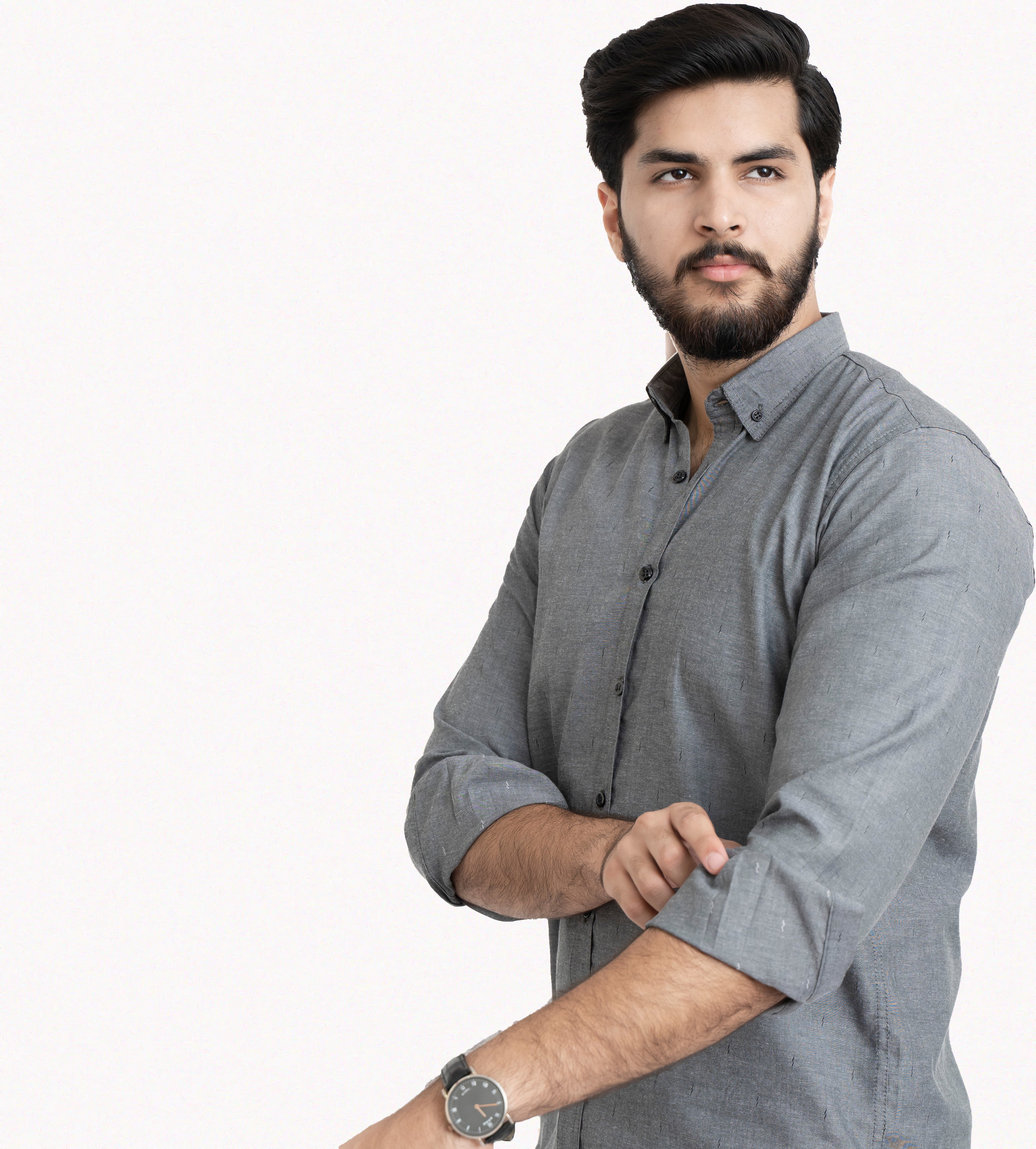 Grey Plain Button Down