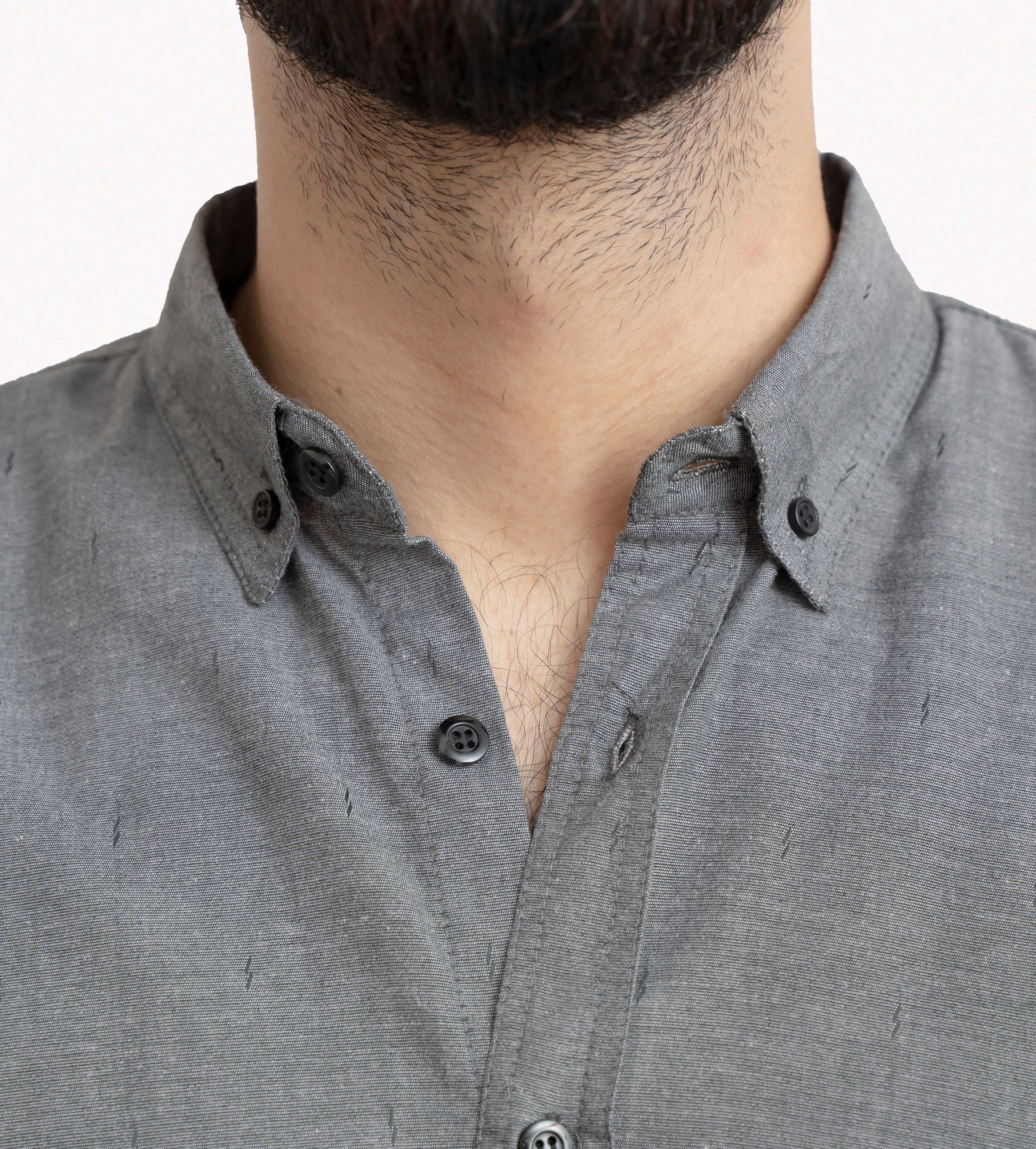 Grey Plain Button Down