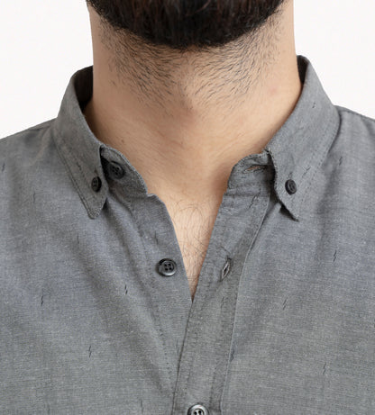 Grey Plain Button Down