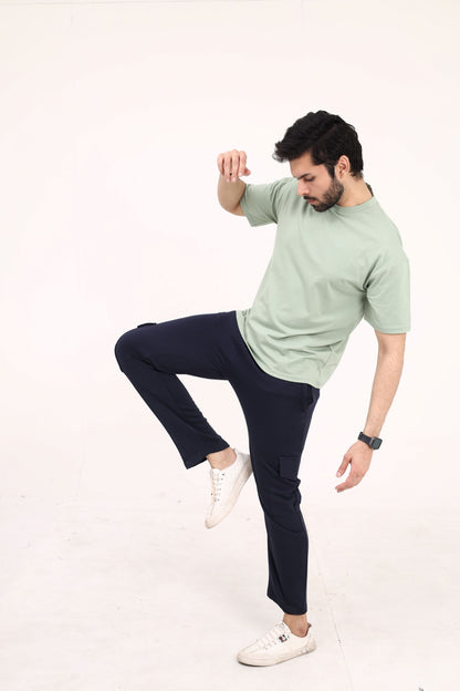 Navy Cotton Terry Cargo Trouser