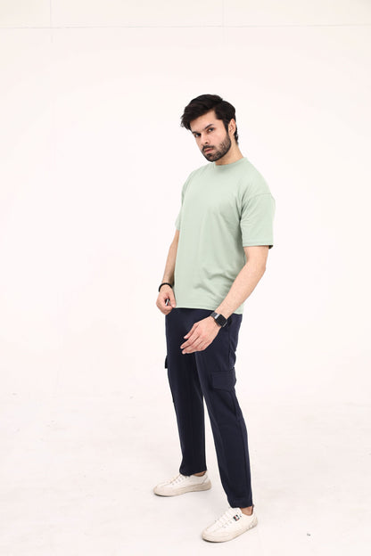 Navy Cotton Terry Cargo Trouser