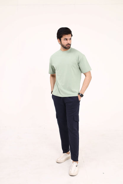 Navy Cotton Terry Cargo Trouser