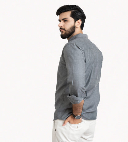 Grey Plain Button Down