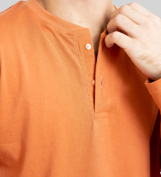 Orange Henley Full Sleeves