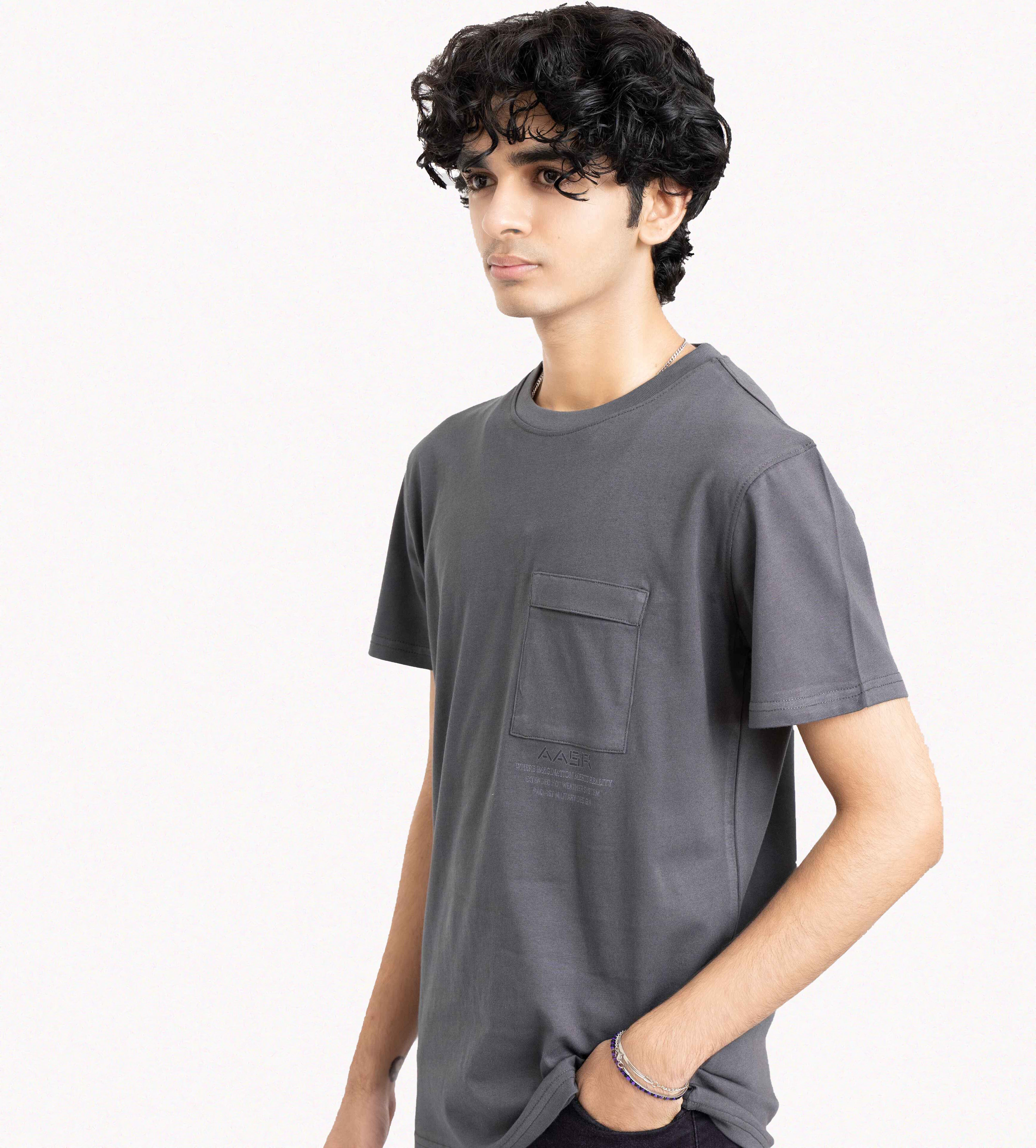 Charcoal Plain Crew Neck T-Shirt