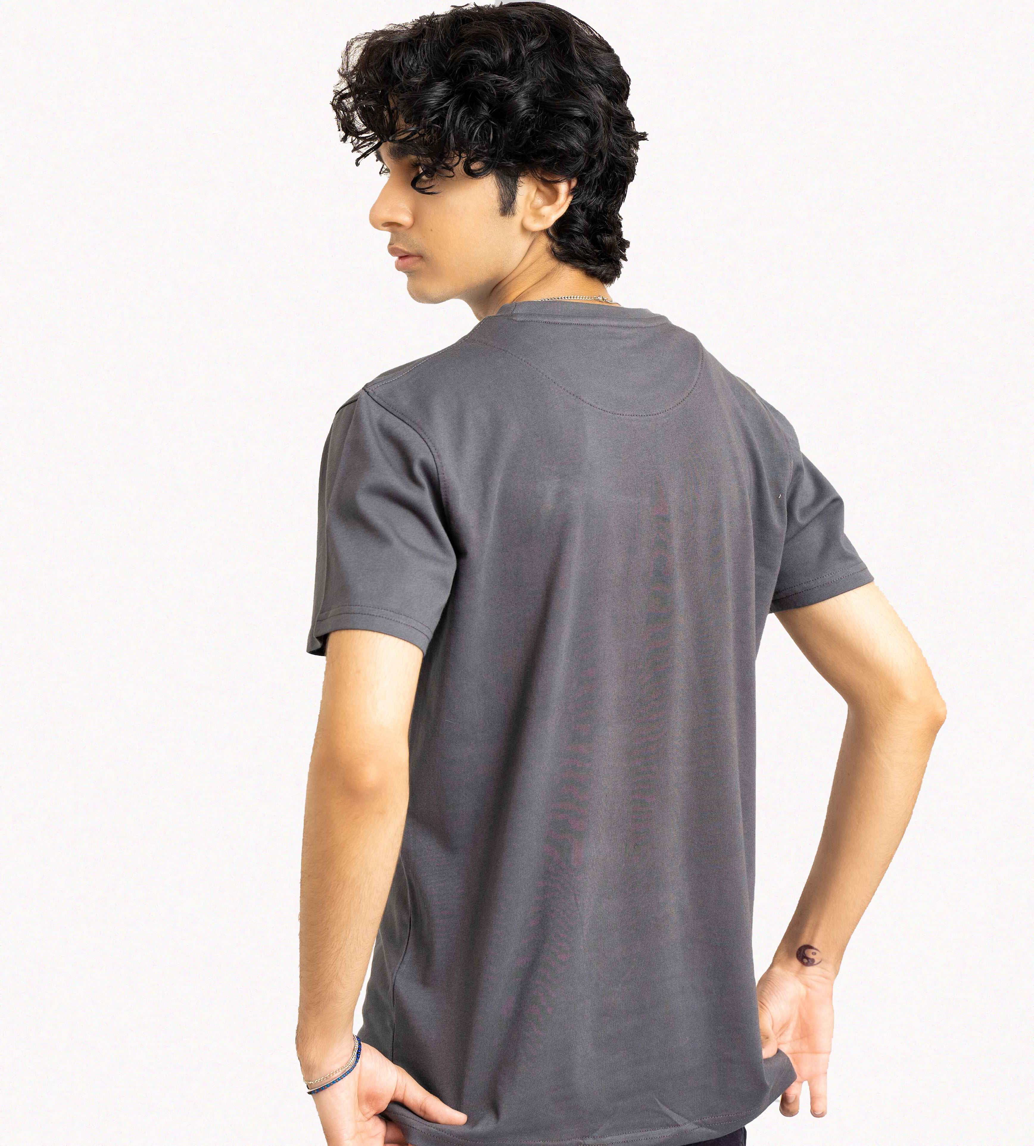 Charcoal Plain Crew Neck T-Shirt