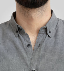 Grey Plain Button Down